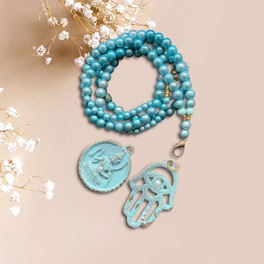 Wechselkette in hellblau mit Buddha-Anhänger von SchauTime