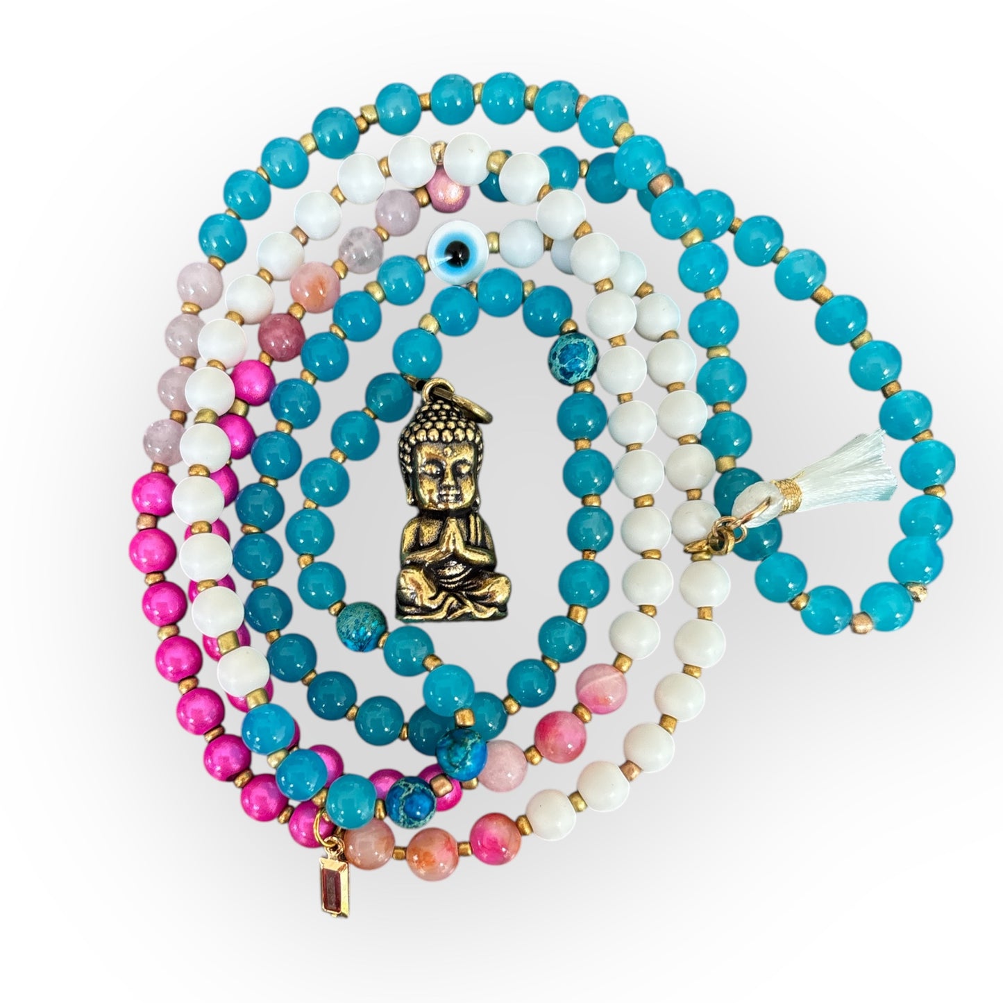 Handmade Boho Kette mit kleinem Buddha Anhänger