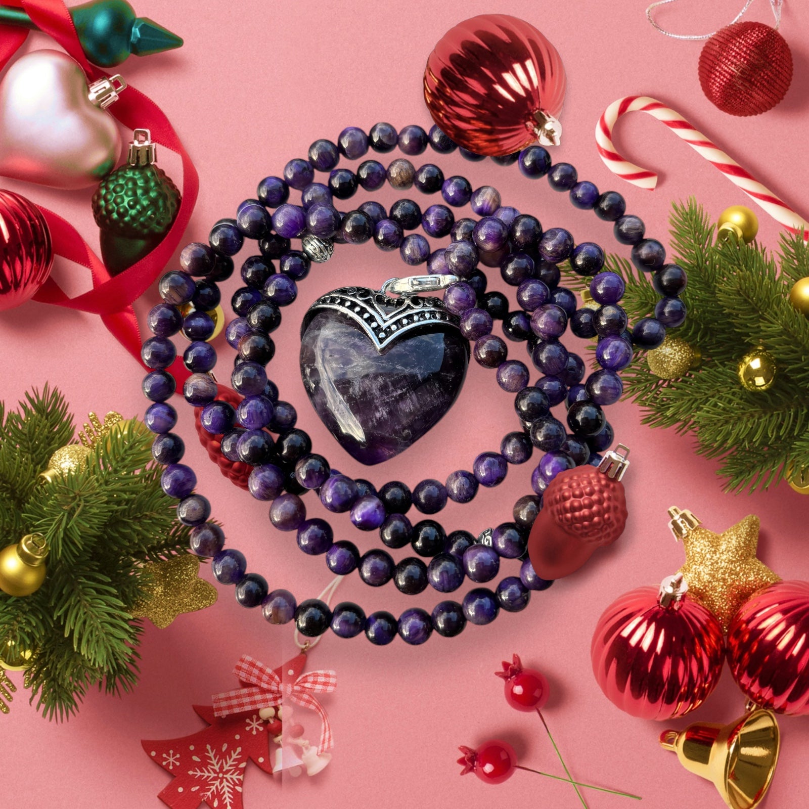 Herzkette aus Amethyst