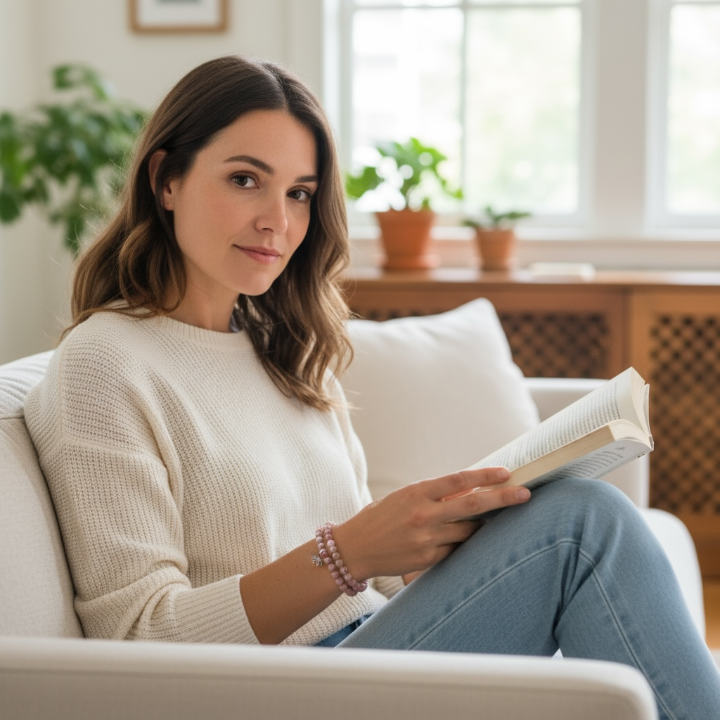 Armband aus Naturstein mit Lotusblüte