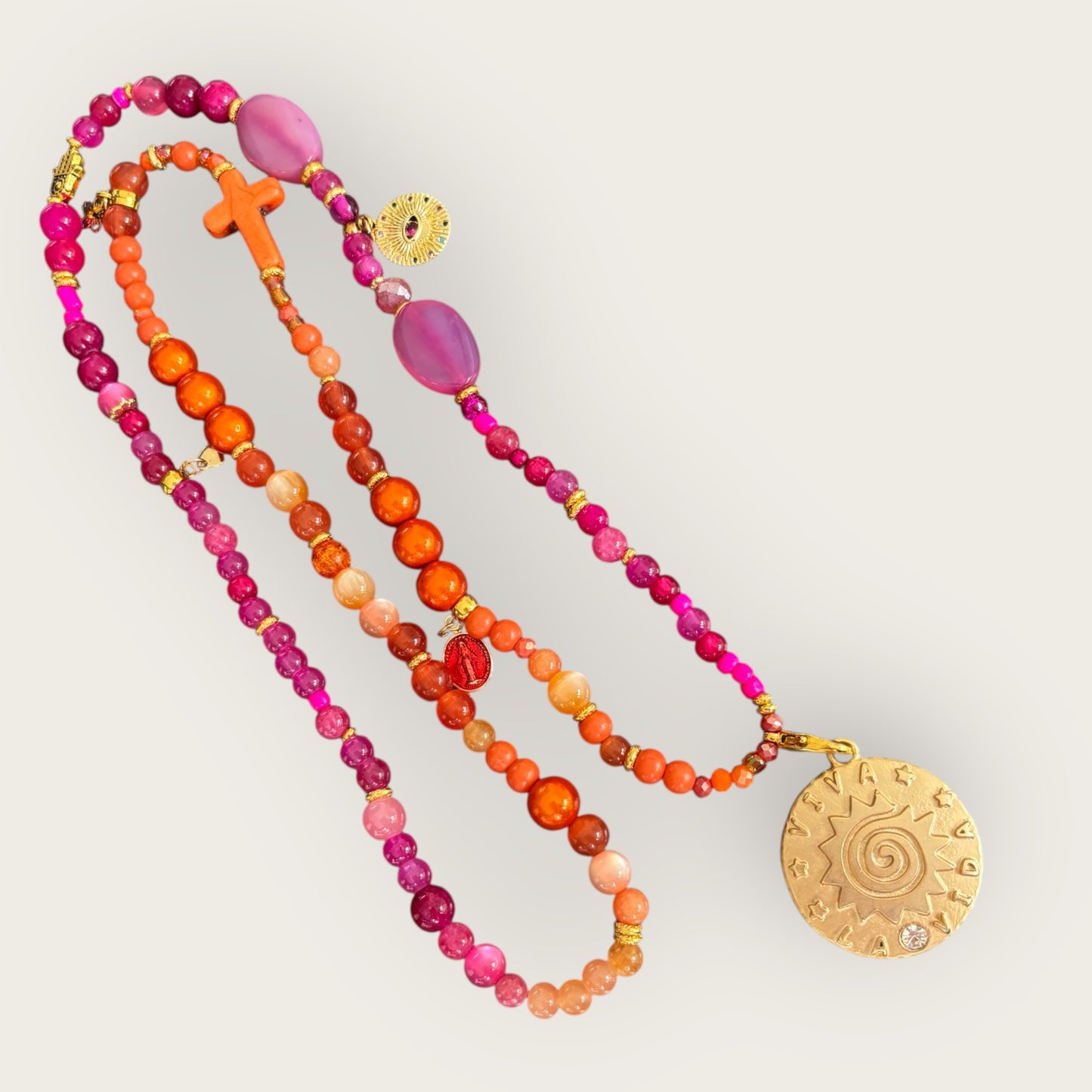 Lange Boho Kette mit Sonnenanhänger