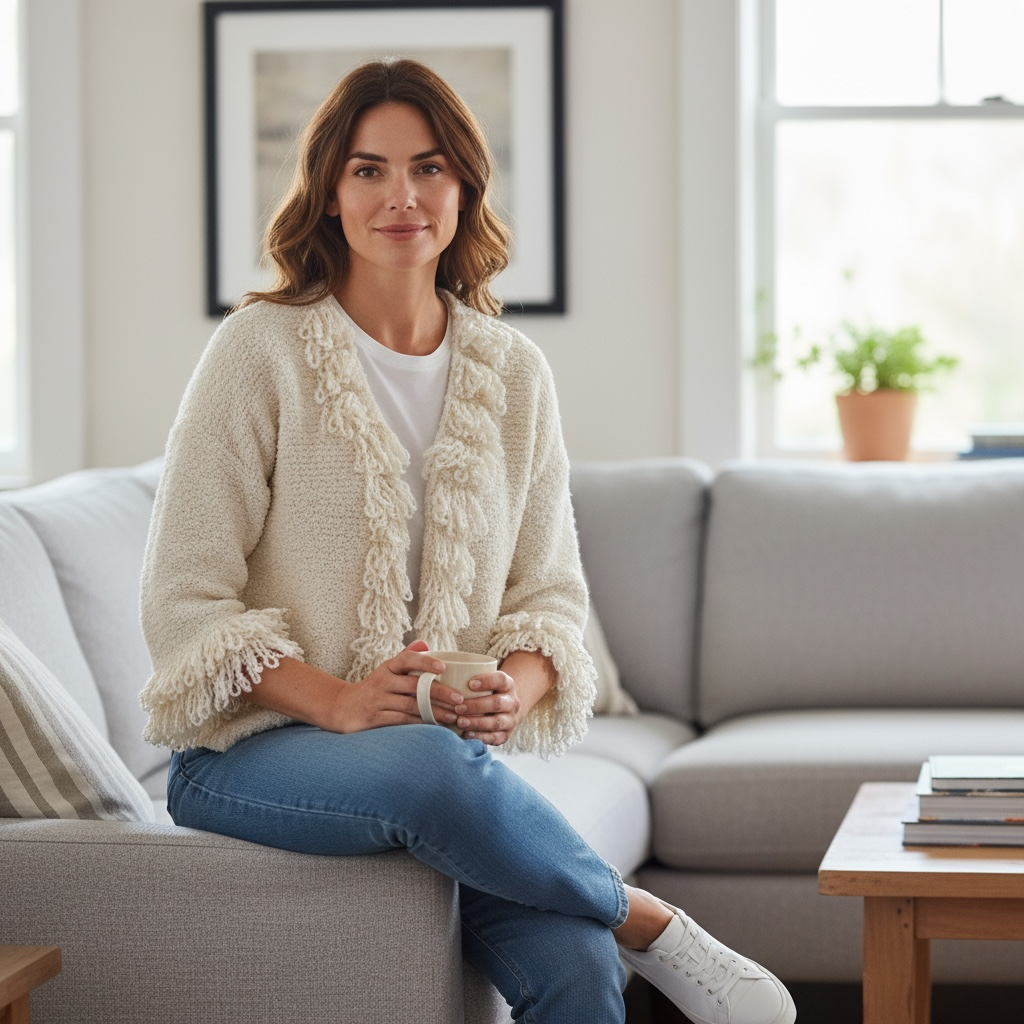 Kuschelige Strickjacke mit Fransen Details in verschiedenen Farben