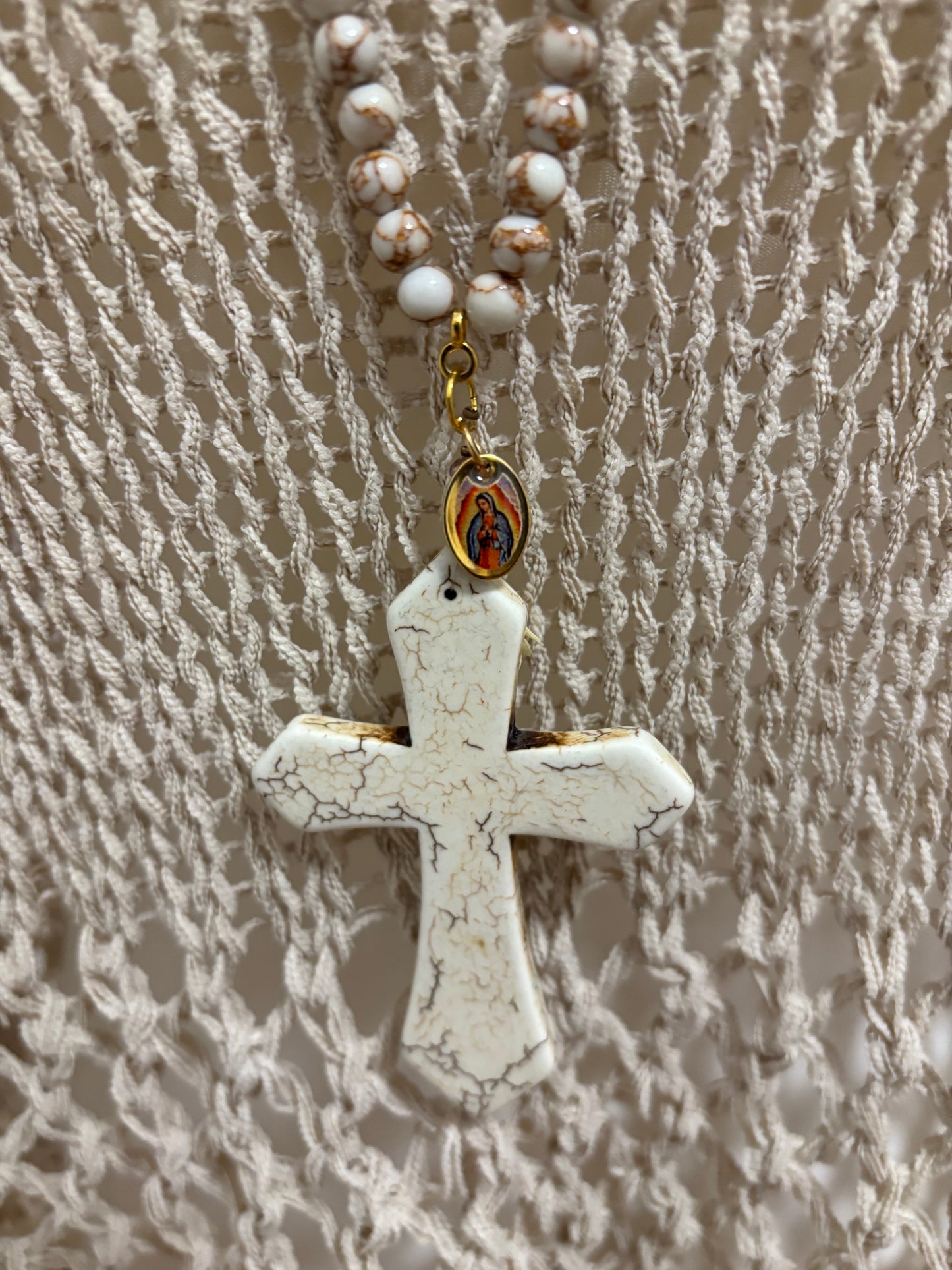 Boho Kette - edle lange Kette mit großem Kreuzanhänger