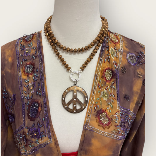 Boho Kette mit Peace Anhänger