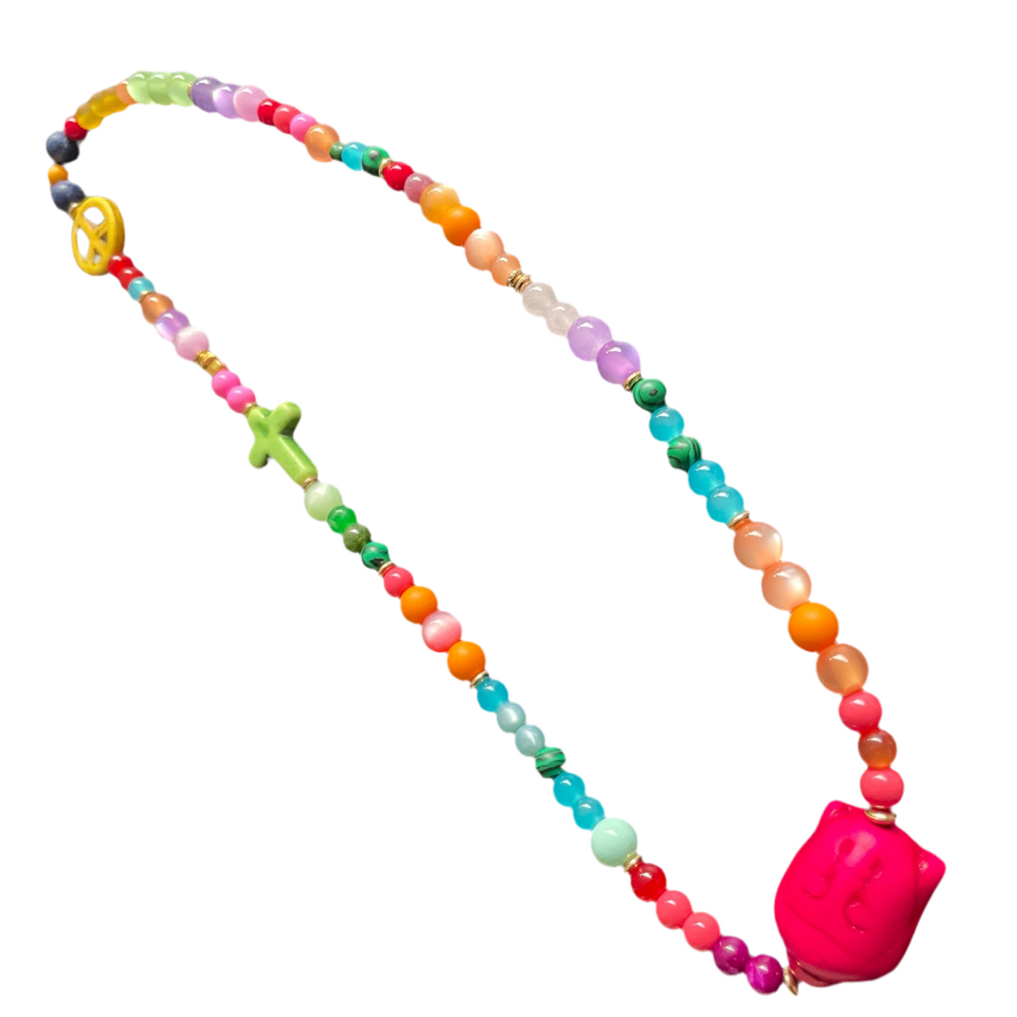 KO LIPEH Boho Armband aus bunten Perlen mit Buddha, Kreuz und Peace