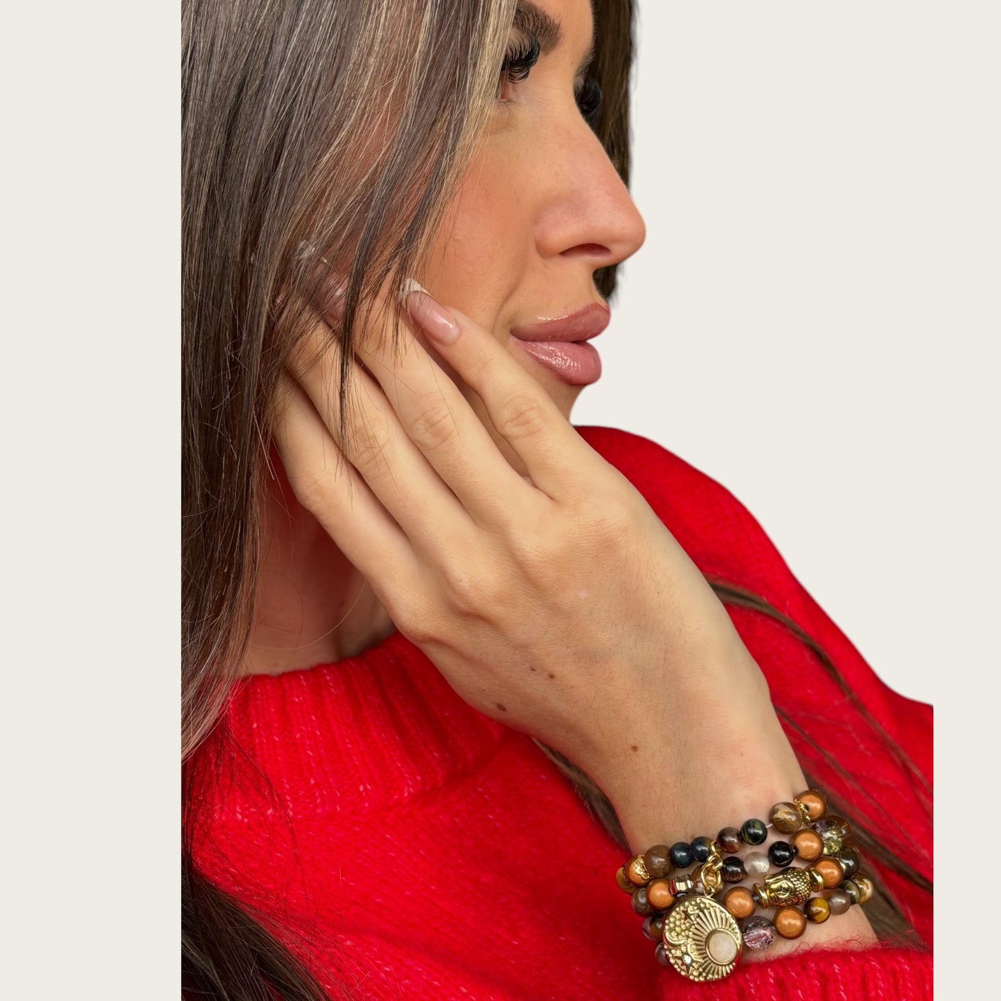 Boho Armband in braun mit Anhänger