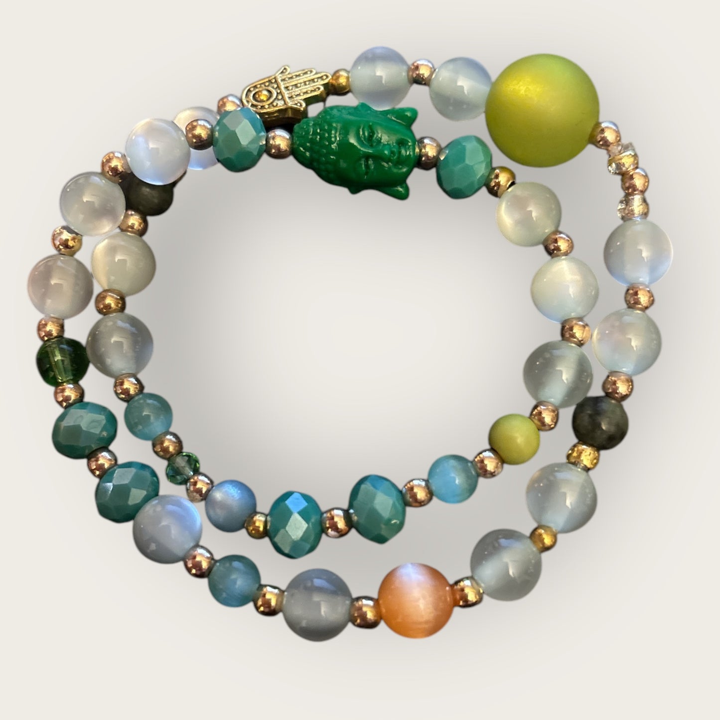 Buddha Armband mit Buddha Perle in grün