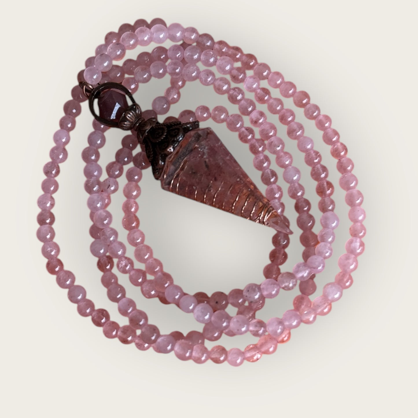 Rosenquarz Kette mit Pendel Anhänger