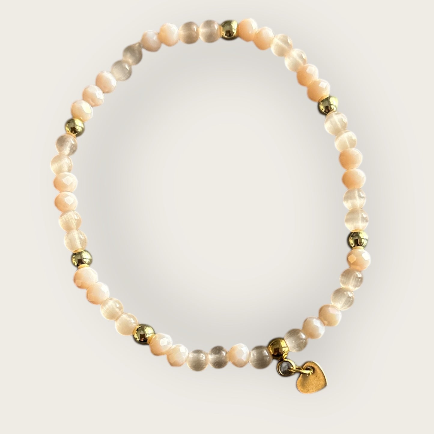Armband Set SAND aus glitzernden Perlen mit Herzanhänger