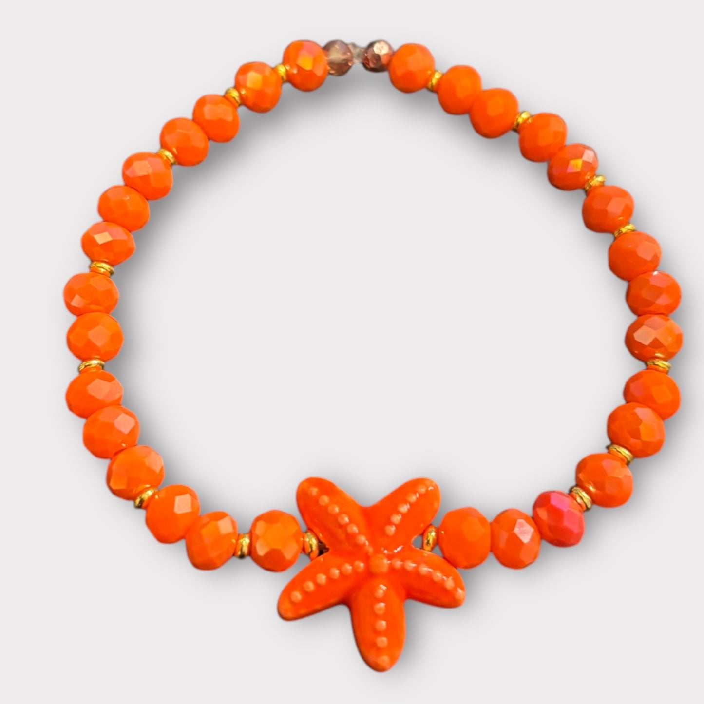 Boho Armband ATHEN aus glitzernden Perlen in orange mit Seestern