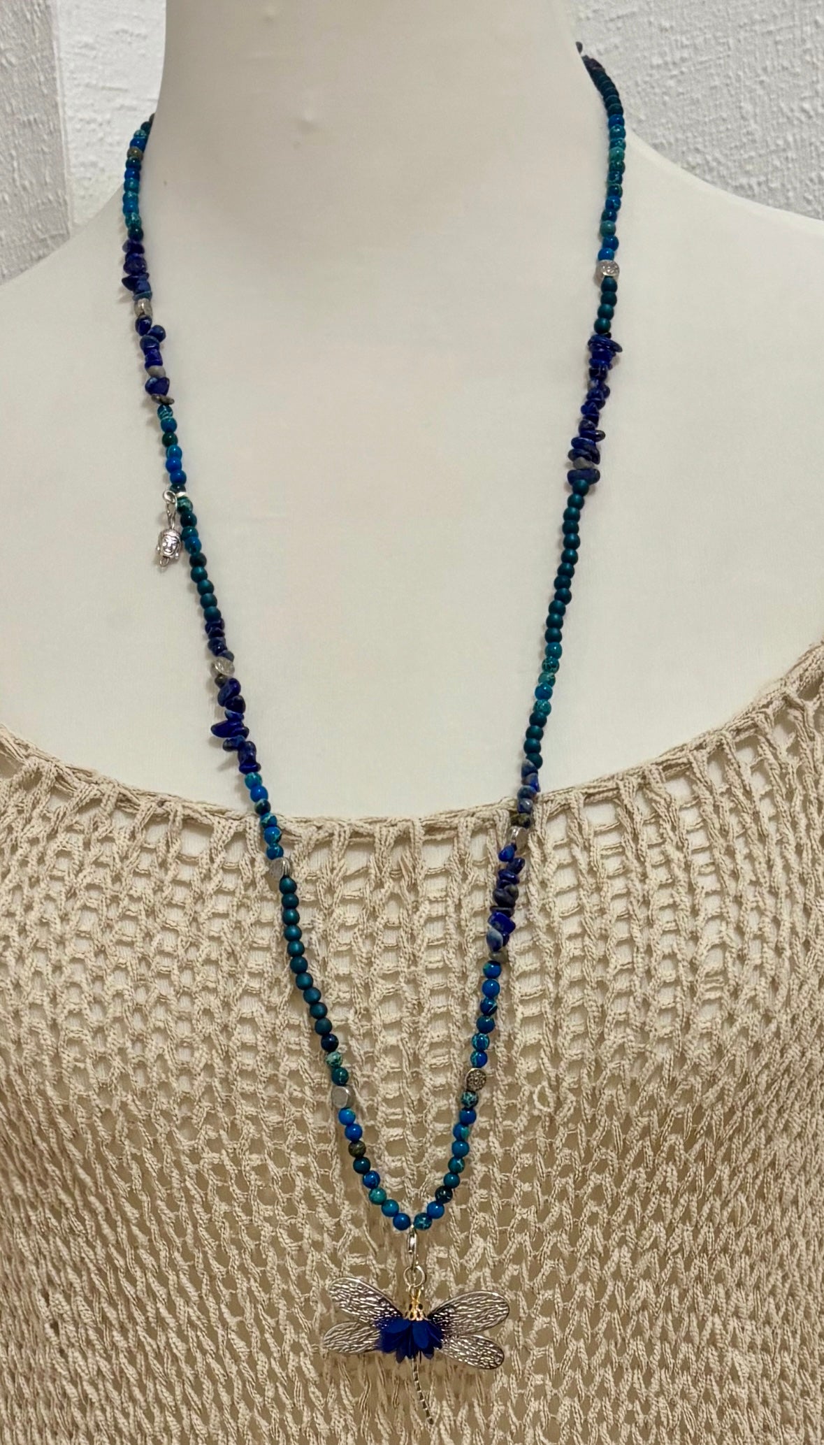 KEFALONIA -blaue Kette mit Libellenanhänger