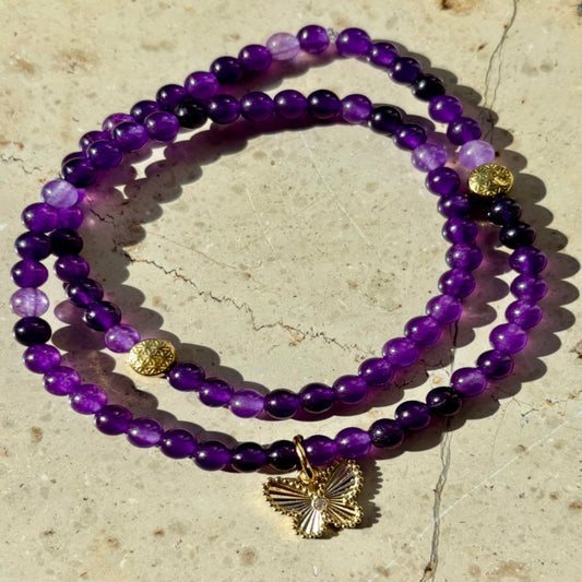 BUDAPEST - filigranes Amethyst Armband mit Schmetterlingsanhänger