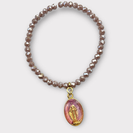 VENEDIG - Filigranes Armband aus facettierten Glasperlen mit Madonna Anhänger
