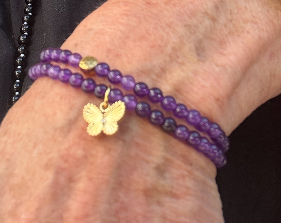 BUDAPEST - filigranes Amethyst Armband mit Schmetterlingsanhänger