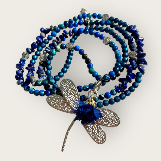 KEFALONIA -blaue Kette mit Libellenanhänger