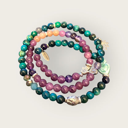 HAT YAI - Wickelarmband aus Natursteinen mit Buddha Perle