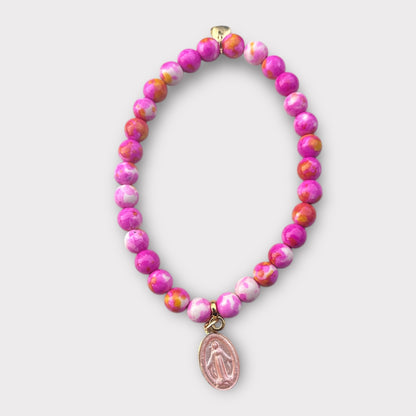 Armband in Pink mit Madonna Anhänger