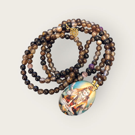 SHIVA LOVE - lange Kette aus Rauchquarz Perlen