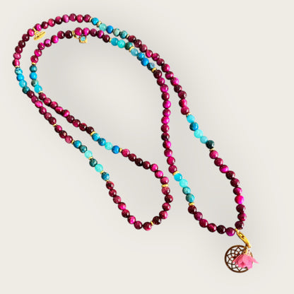 Lange Kette mit Anhänger Blume des Lebens