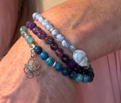 HAMBURG - Wickelarmband aus Naturstein Perlen mit Glücksanhänger