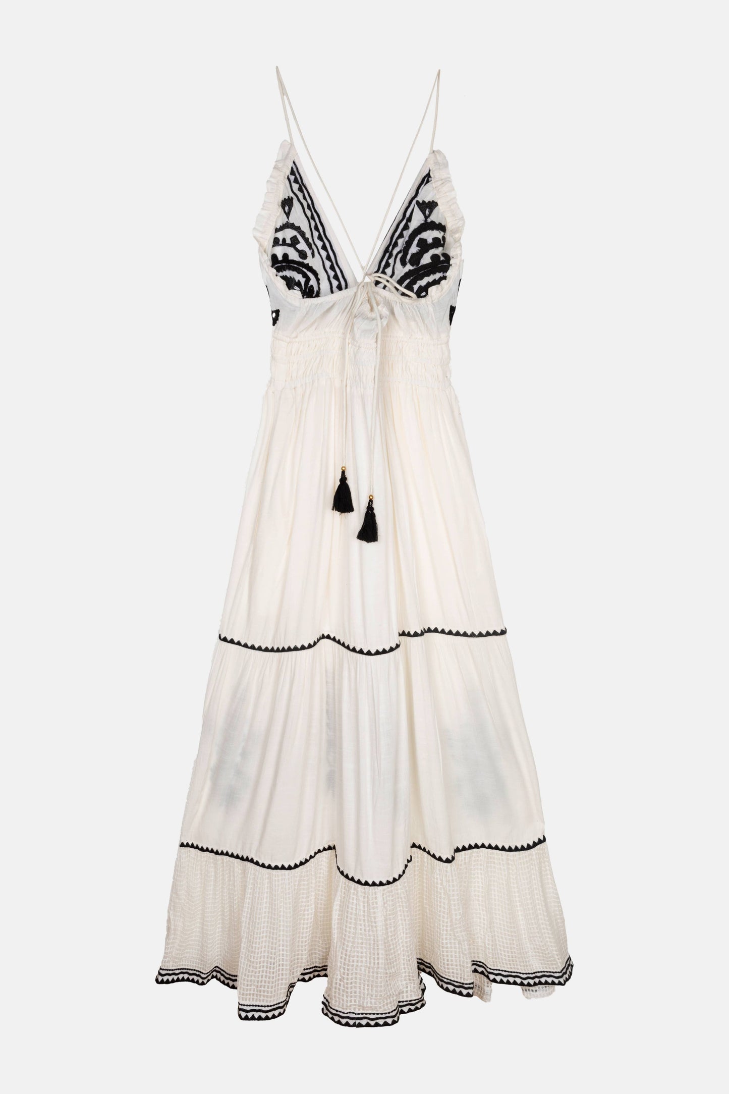 Boho Kleid in weiß mit Stickerei in schwarz von Piti Cuiti