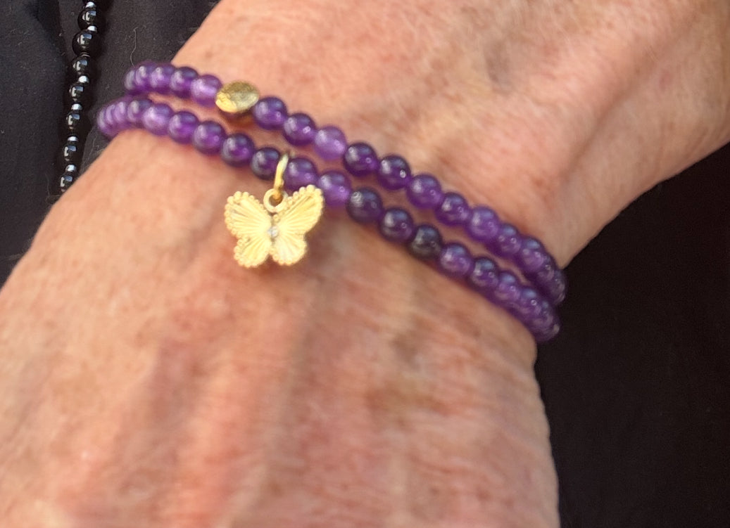 BUDAPEST - filigranes Amethyst Armband mit Schmetterlingsanhänger
