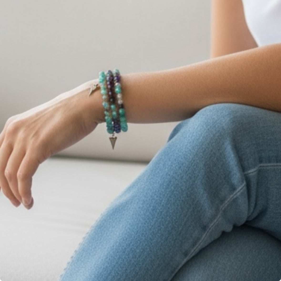 BOSTON - Perlenarmband zum Wickeln mit Herzanhänger