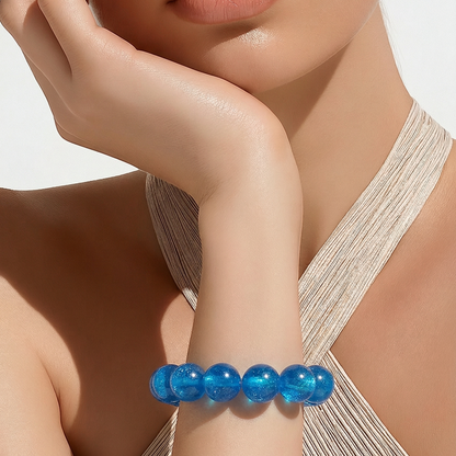Blaues Perlenarmband für Damen 