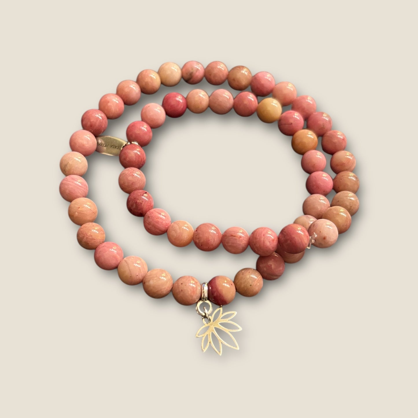 Rhodonit Armband mit Lotusblüte