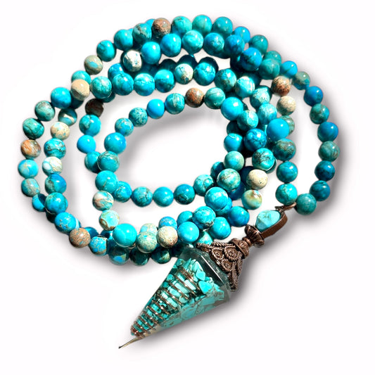 Pendelkette aus Jaspis mit Pendel Türkis