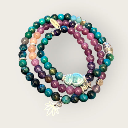 Wickelarmband aus Natursteinen mit Buddha