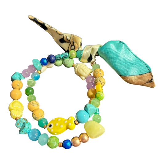 Buntes Boho-Armband zum Wickeln mit Band