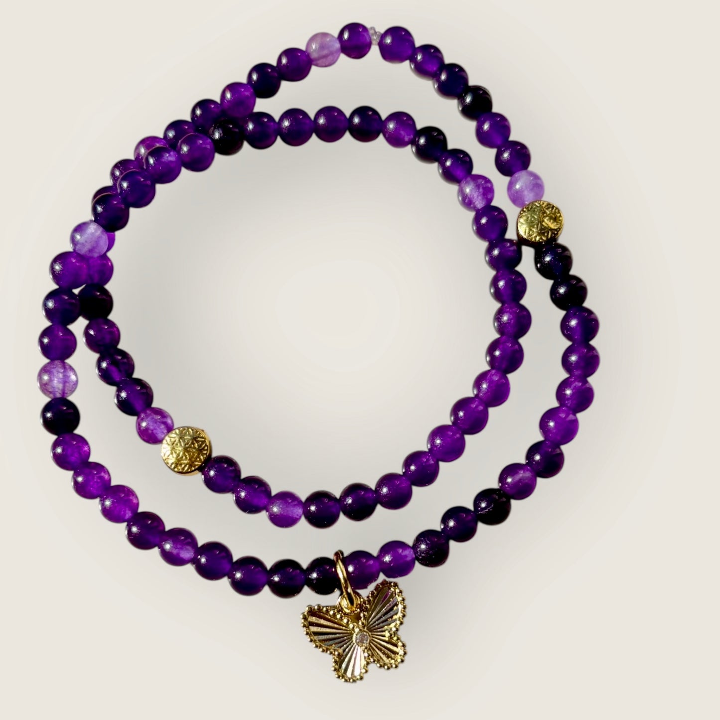 Amethystarmband mit Schmetterling