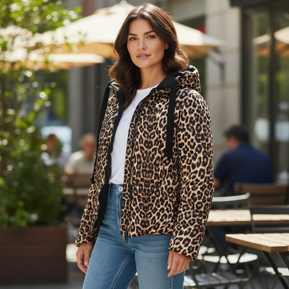 Warme Steppjacke im Leo Look