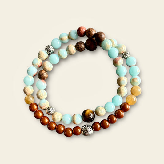TARIFA - Perlenarmband in edlen Farben mit einer Motivperle Lotus Blume