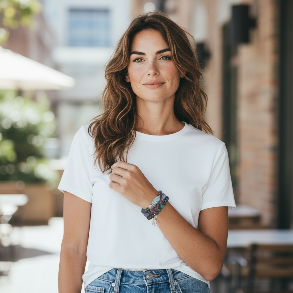 HAT YAI - Wickelarmband aus Natursteinen mit Buddha Perle