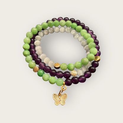 Perlenarmband zum Wickeln mit Schmetterlingsanhänger