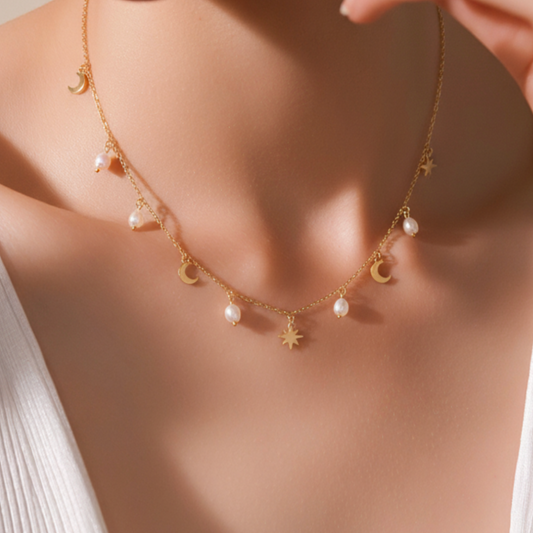 mond-sterne-kette-edelstahl-gold