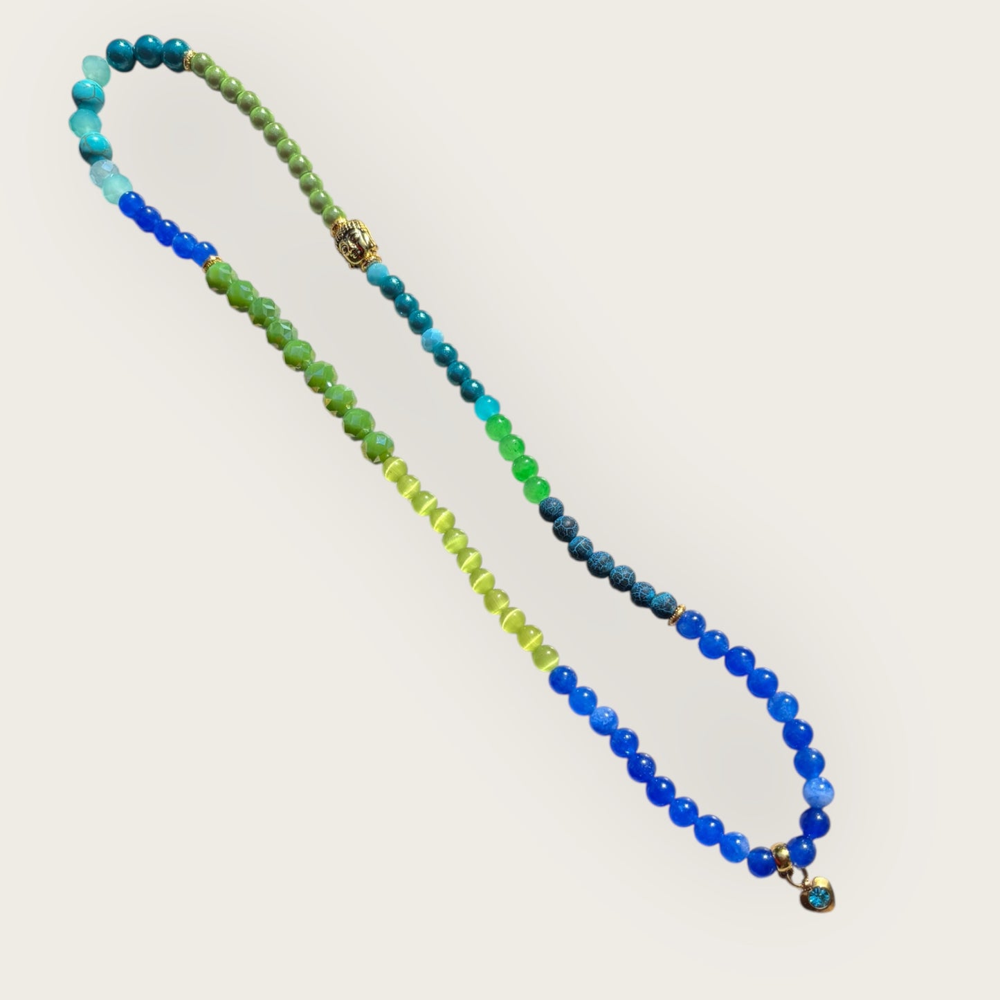 OZEANENERGIE  - Wickelarmband - diverse Perlen in Blau- und Grüntönen