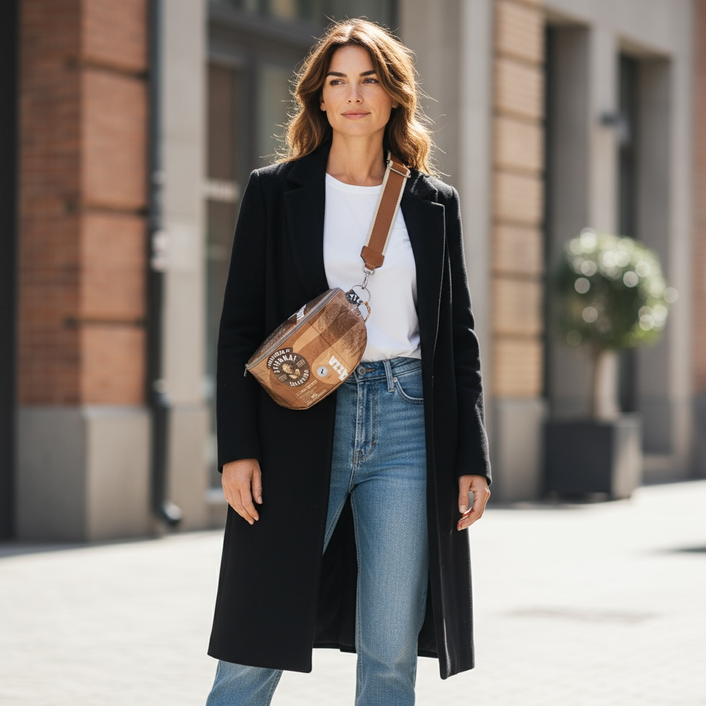 Umhängetasche aus Kaffeetüte braun