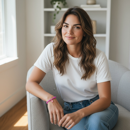 Perlenarmband pink mit Anhänger