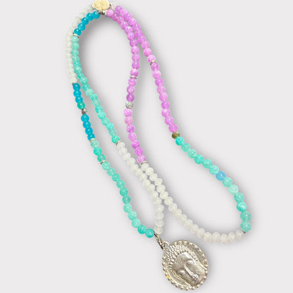 VANTAA - Boho Kette in hellen Farben mit einem Buddha Anhänger