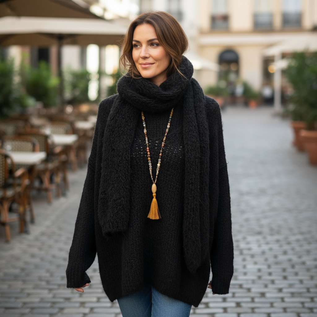 Oversize Pullover in schwarz