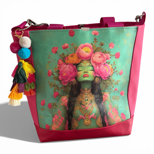 Handmade Boho Tasche BLUMENKIND - farbintensive Schultertasche