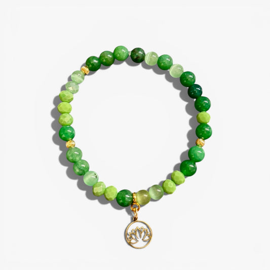 Lotus-Armband aus grünen Perlen