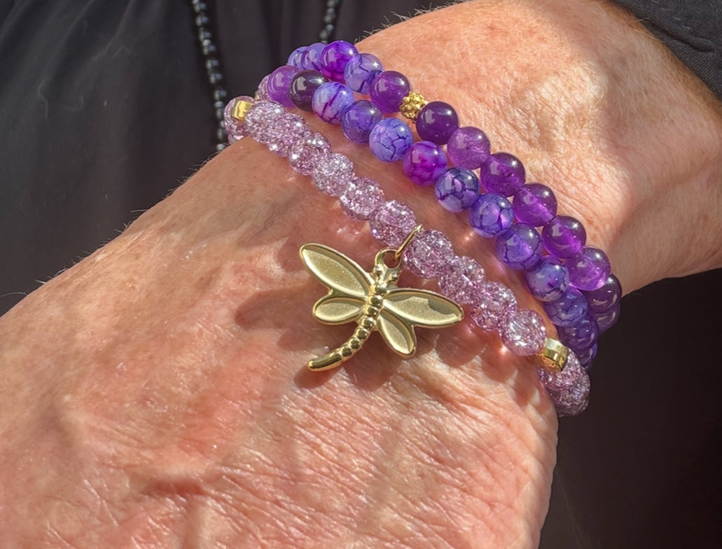 Amethyst Armband mit Libellenanhänger
