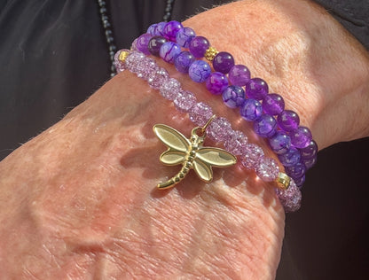 Amethyst Armband mit Libellenanhänger