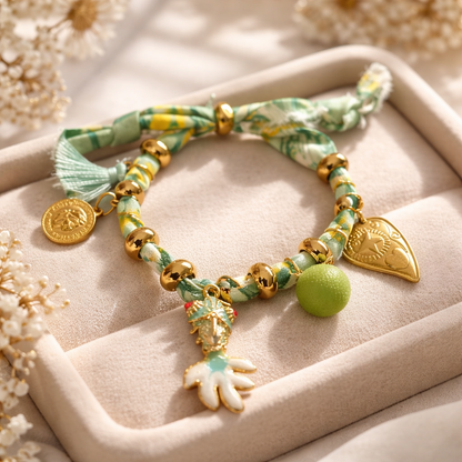 Stoffarmband mit Fischanhänger - einzigartiges Boho-Armband