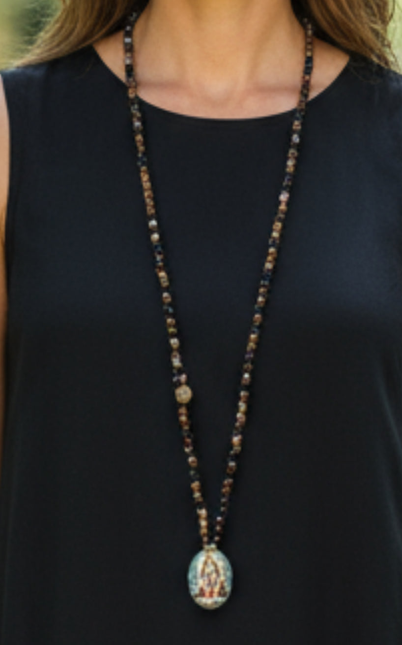 SHIVA LOVE - lange Kette aus Rauchquarz Perlen