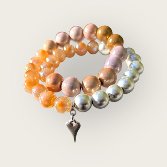 GRANADA - Wickelarmband aus Magic Perlen mit Herzanhänger